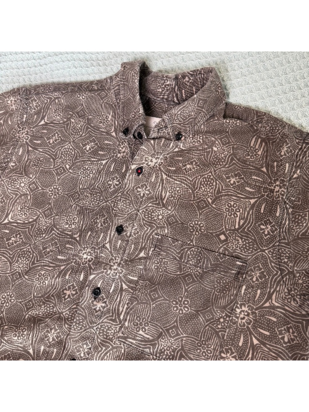 Kardo Abstract Geometric Button Down Shirt Mens XL Brown Tan Long Sleeve India